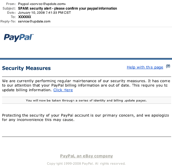 Paypal Spoof email